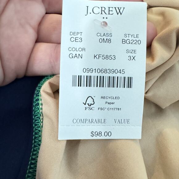 J. Crew Cutout One-Piece Swimsuit with Bow Size 3X Green Blue Colorblock New - Picture 9 of 12